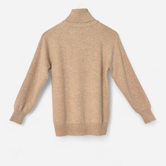 Vintage Tan Cashmere Turtleneck Sweater Size Small, Minimalist, Neutral - Picture 2 of 5